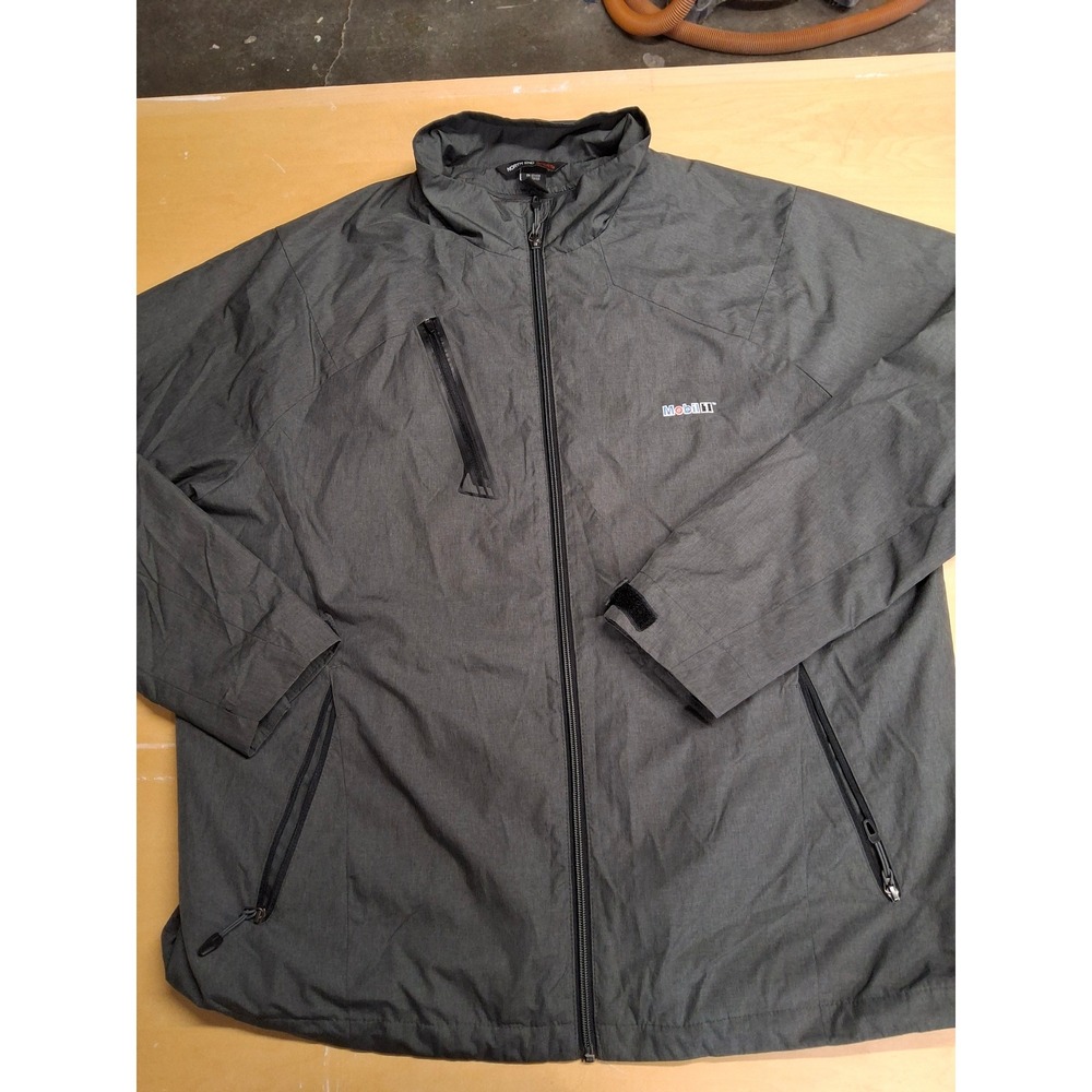 North End Sport Mens XL Jacket Gray Mobil 1 Full Zip Lightweight Windbreaker